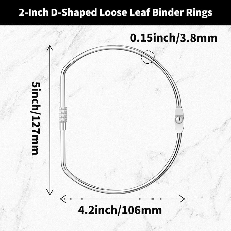 STSTECH 12 Pcs 5 Inch D-Shaped Loose Leaf Binder Rings, Large Nickel Plated Metal Book Rings with Screw Lock for Index Cards, Documents, Keychains, DIY Crafts, Office, School, and Home Supplies(5 Inch) - Image 2